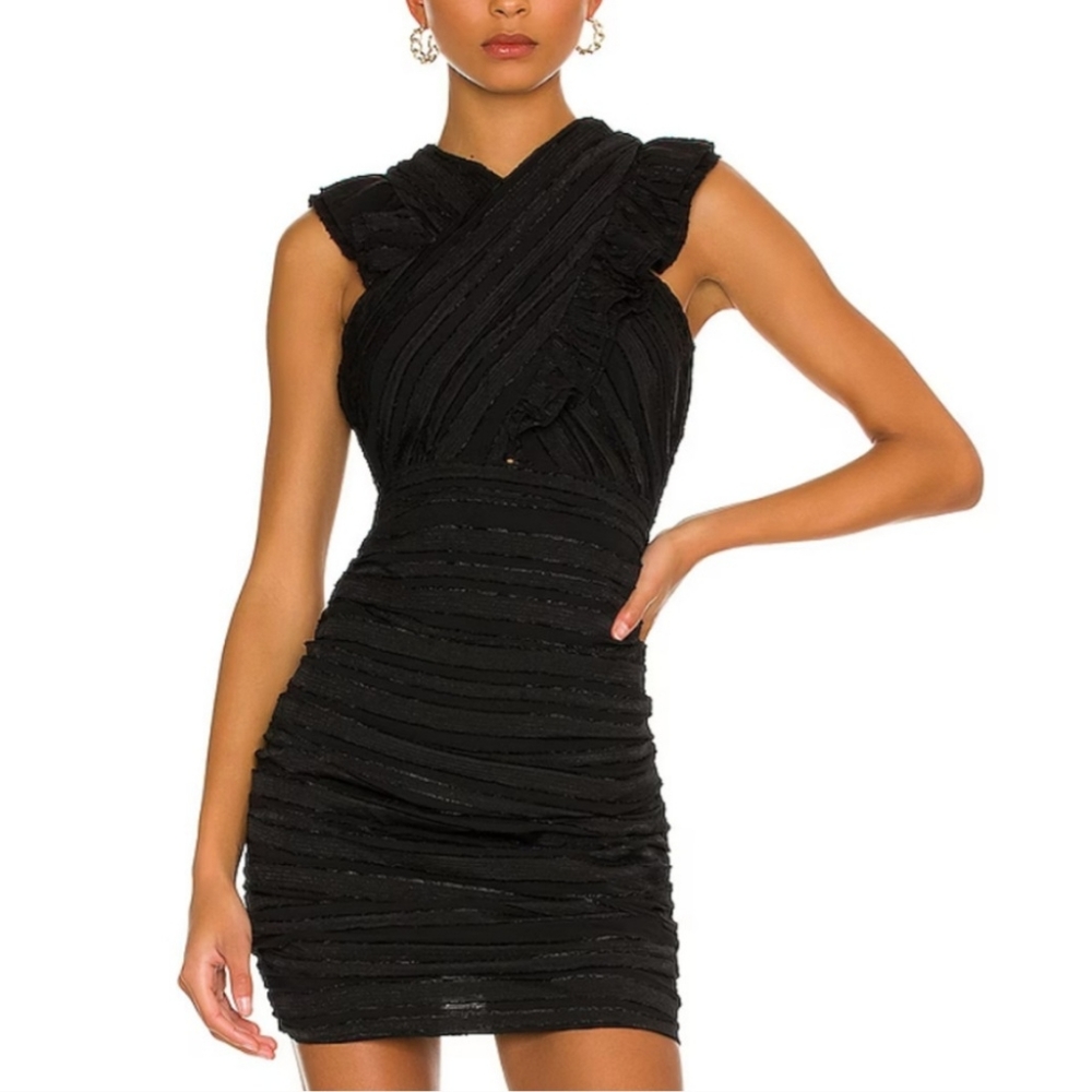 Line & Dot Black Textured Mini Dress